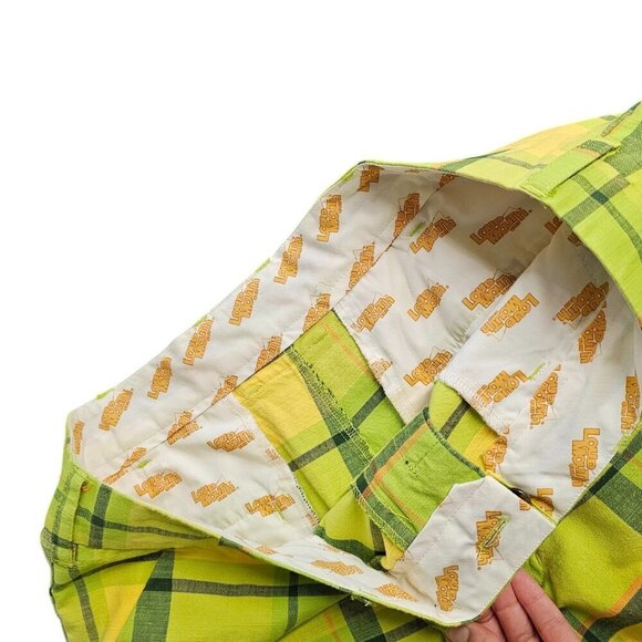Loudmouth Mens Plaid Neon Print Shorts, Golf, Casual, Bright, Cotton, Size 34 - Picture 3 of 8